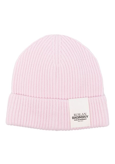 Pink ribbed-knit beanie Ruslan Baginskiy - women